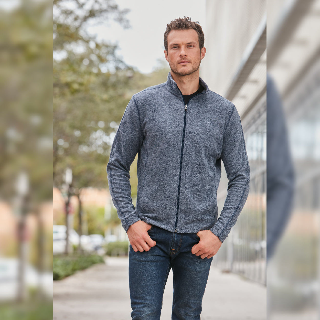 Port Authority Heather Microfleece Full-Zip Embroidered Jacket