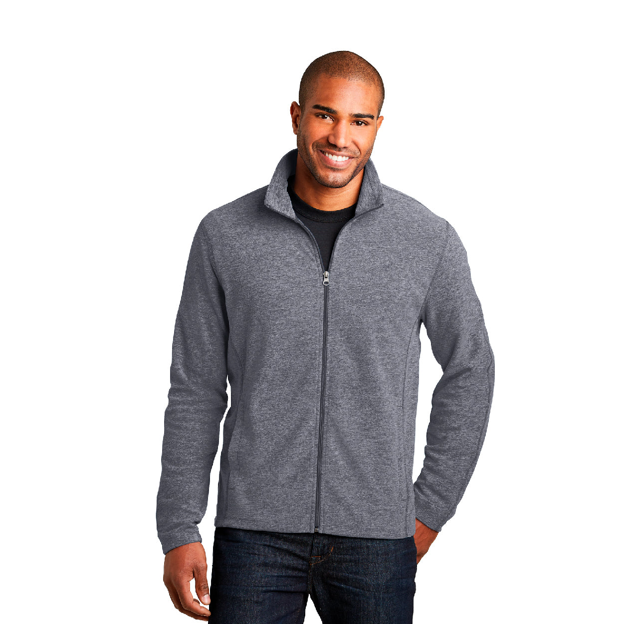 Port Authority Heather Microfleece Full-Zip Embroidered Jacket