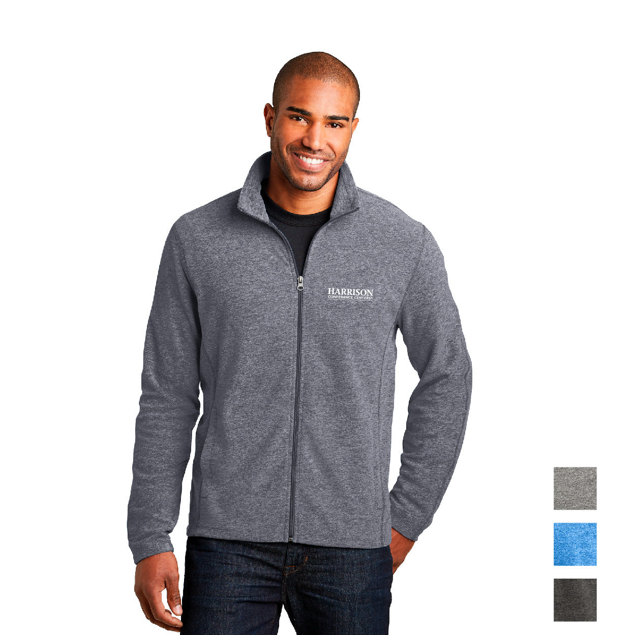 Port Authority Heather Microfleece Full-Zip Embroidered Jacket