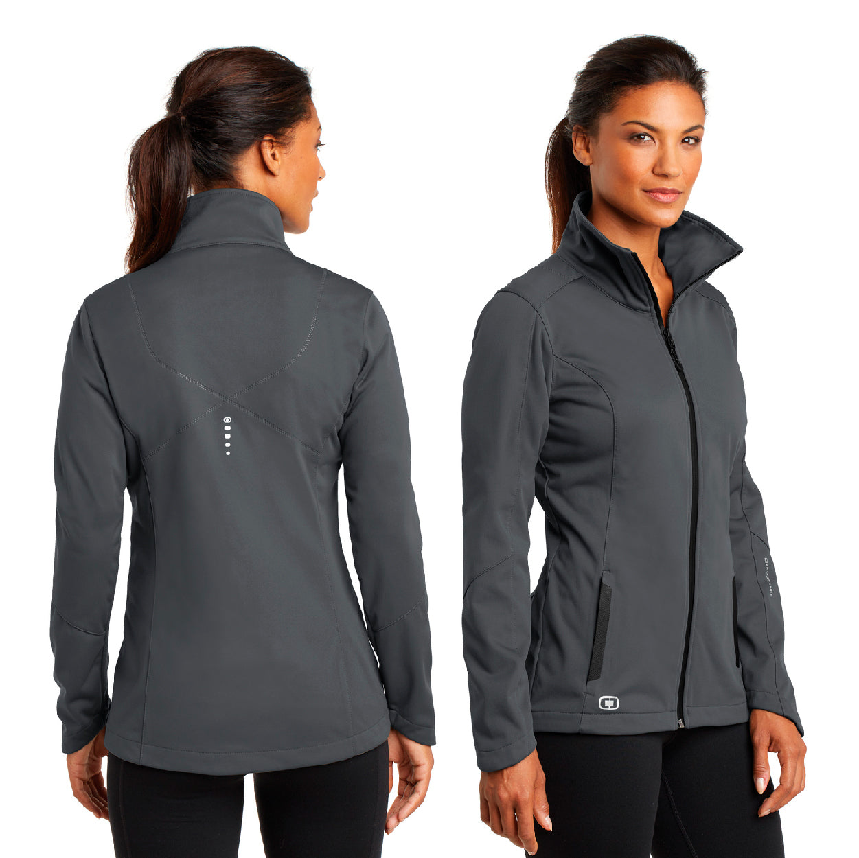 OGIO Women's Crux Embroidered Soft Shell - Gear Grey (PMS 425C)
