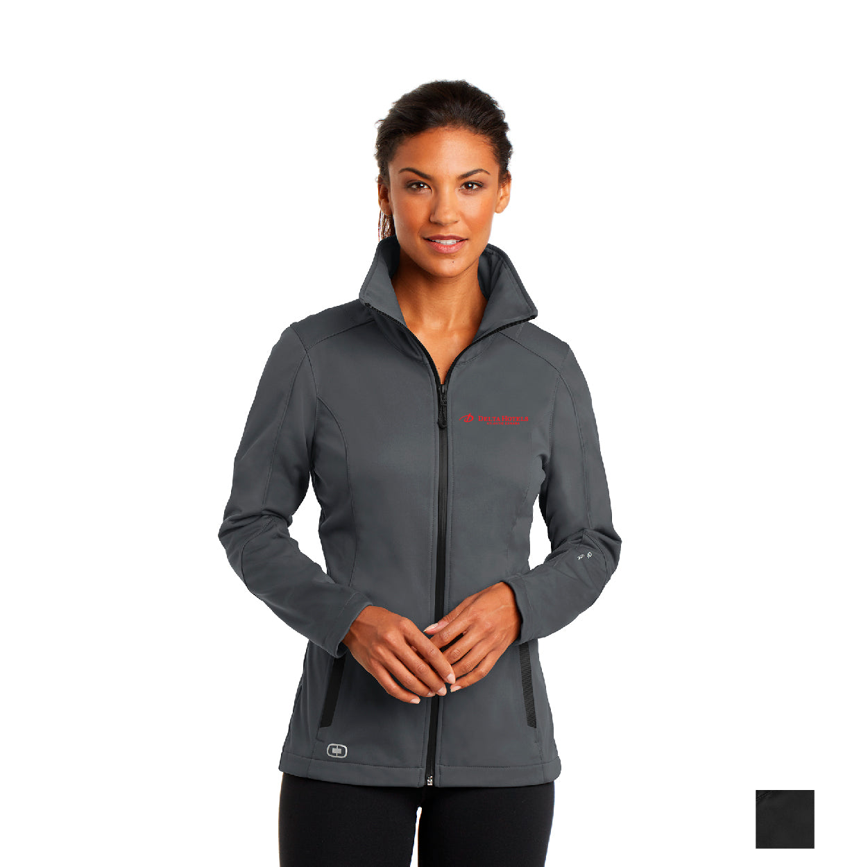OGIO Women's Crux Embroidered Soft Shell - Blacktop (PMS BLACK C)