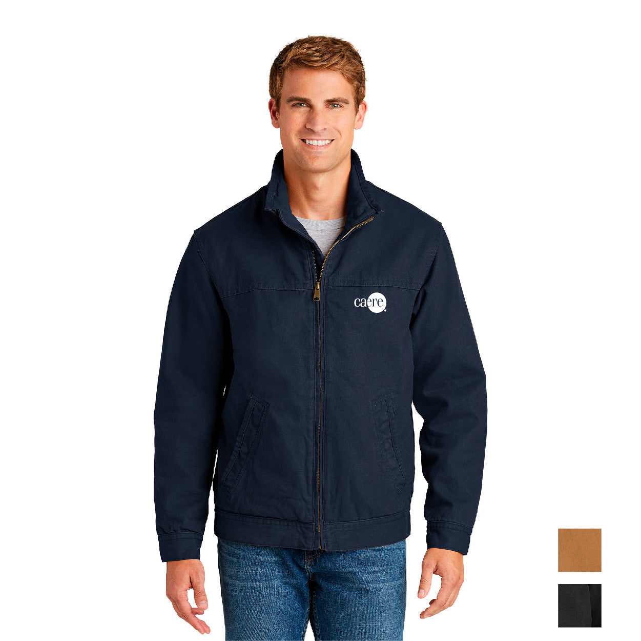 CornerStone Washed Duck Cloth Flannel-Lined Work Embroidered Jacket - Black (PMS BLACK C)