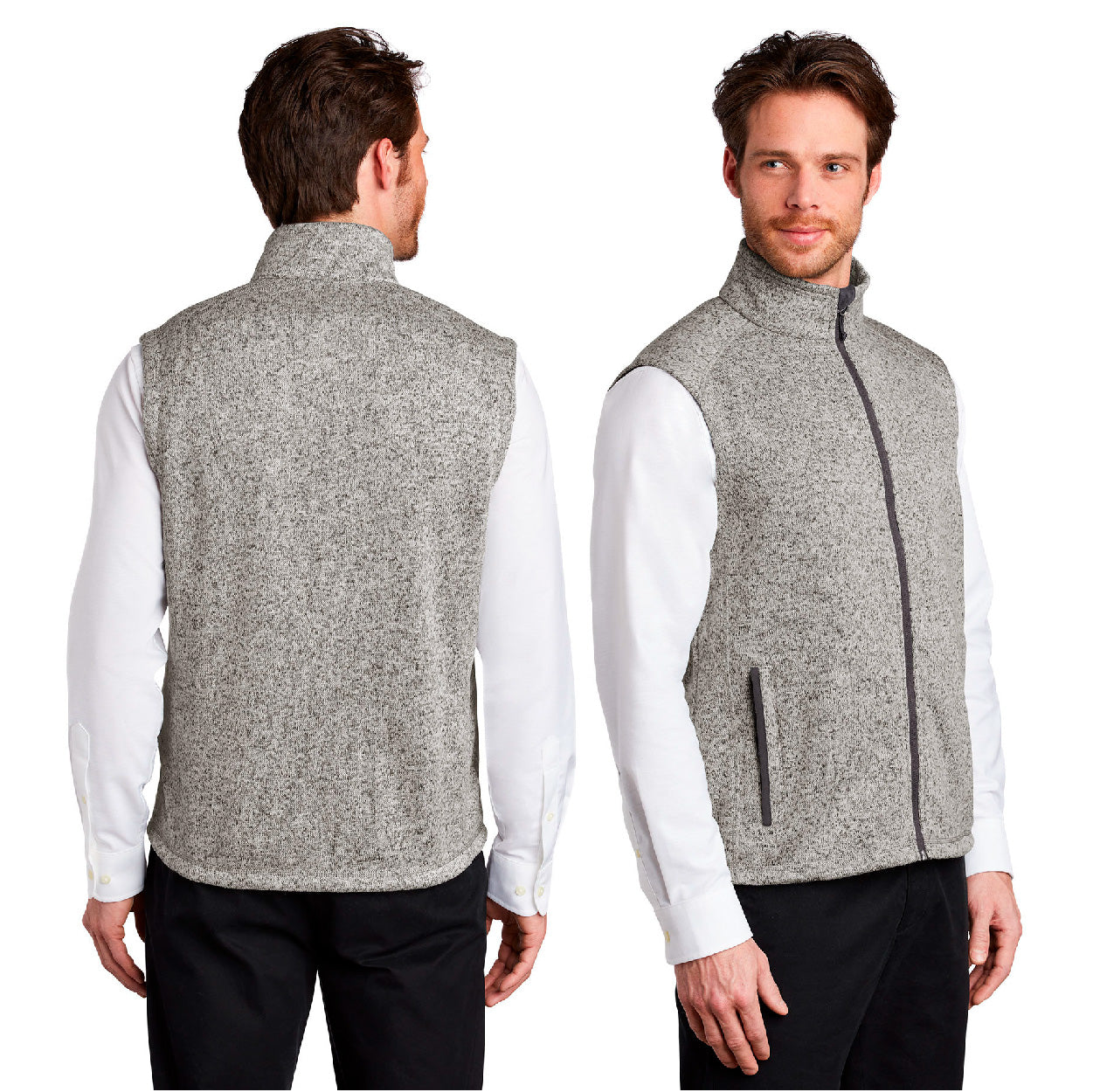 Port Authority Sweater Fleece Embroidered Vest - Grey Heather (PMS 424C)