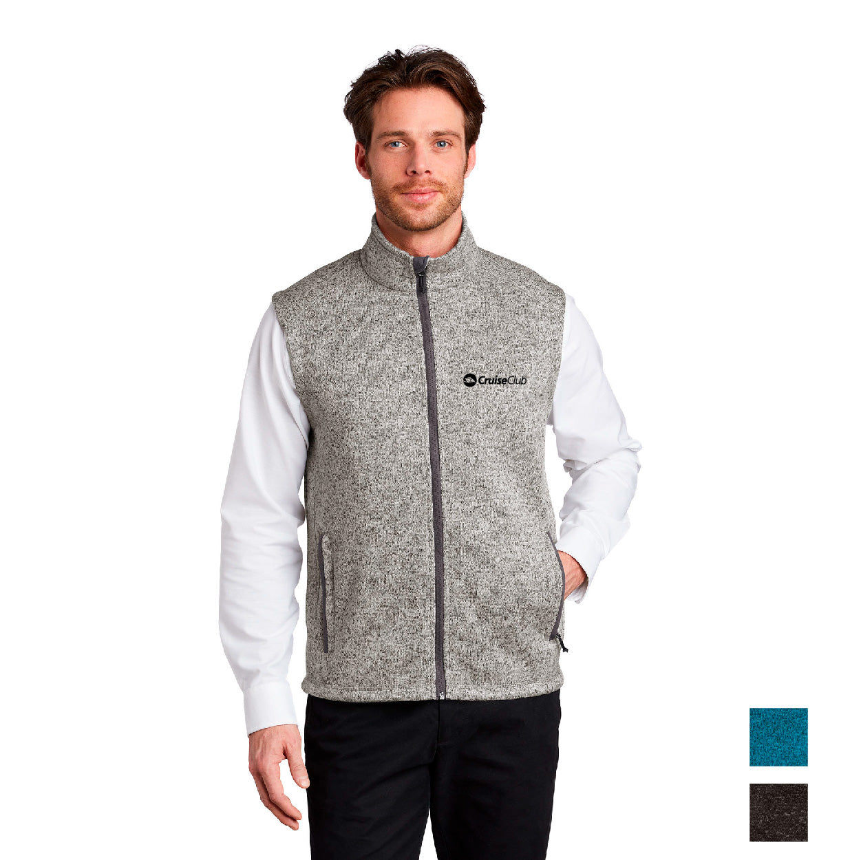 Port Authority Sweater Fleece Embroidered Vest - Black Heather (PMS BLACK C)