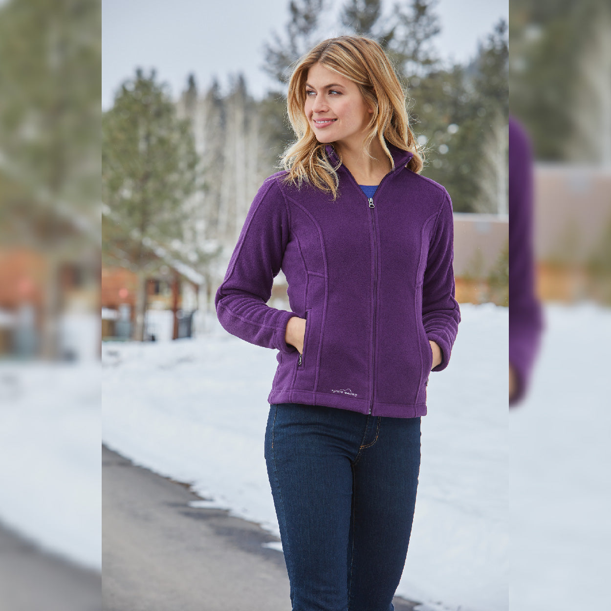 Eddie Bauer Women's Full-Zip Fleece Embroidered Jacket - River Blue Navy (PMS 533C)