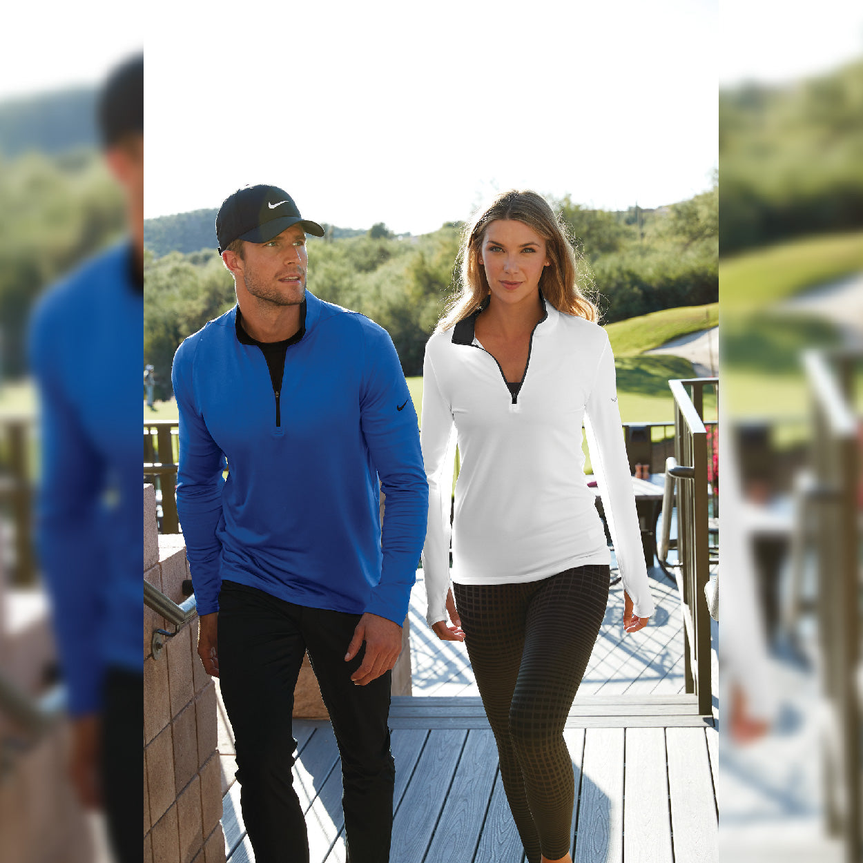 Nike Women's Dri-FIT Stretch Embroidered 1/2-Zip Cover-Up - White/Dark Grey (PMS 425C)