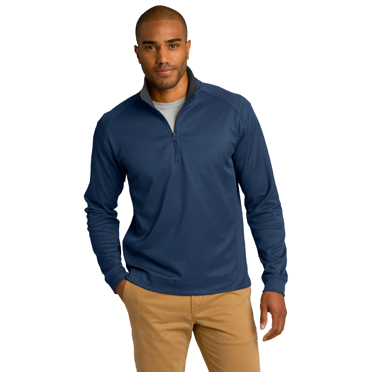 Port Authority Vertical Texture Embroidered 1/4-Zip Pullover