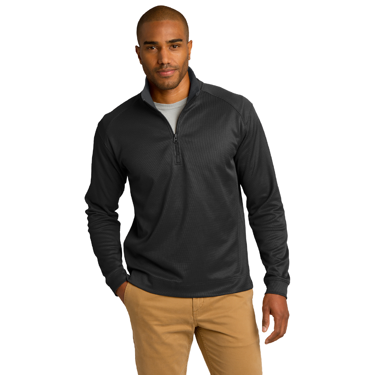 Port Authority Vertical Texture Embroidered 1/4-Zip Pullover