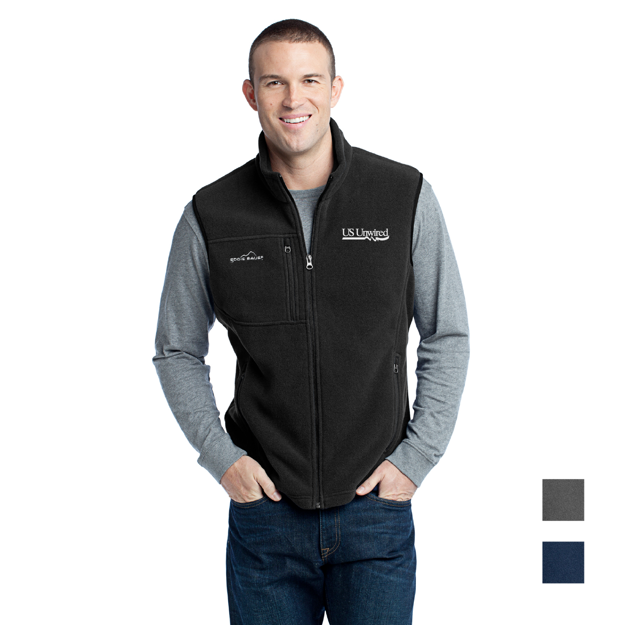 Eddie Bauer - Fleece Embroidered Vest - Black