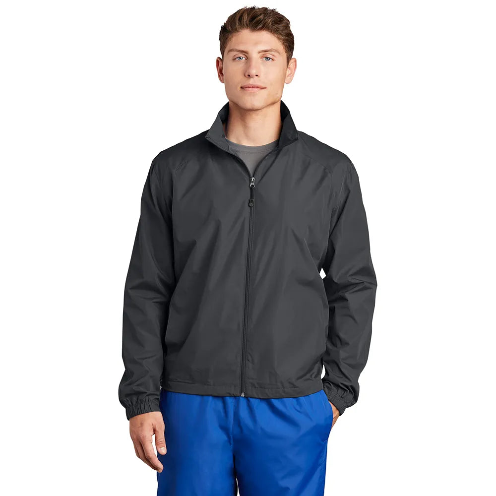 sport-tek-full-zip-wind-embroidered-jacket - Graphite Grey