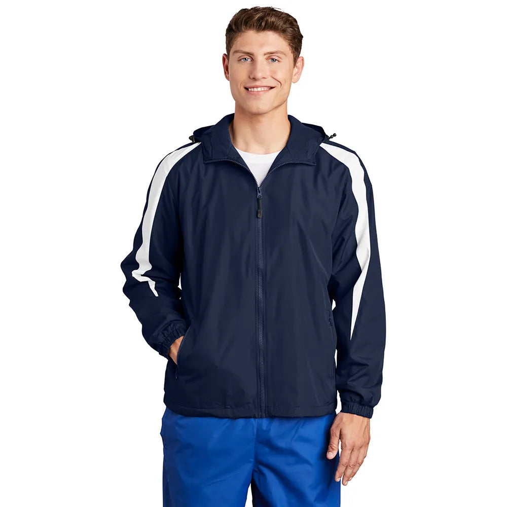 sport-tek-fleece-lined-colorblock-embroidered-jacket - True Navy Blue/White