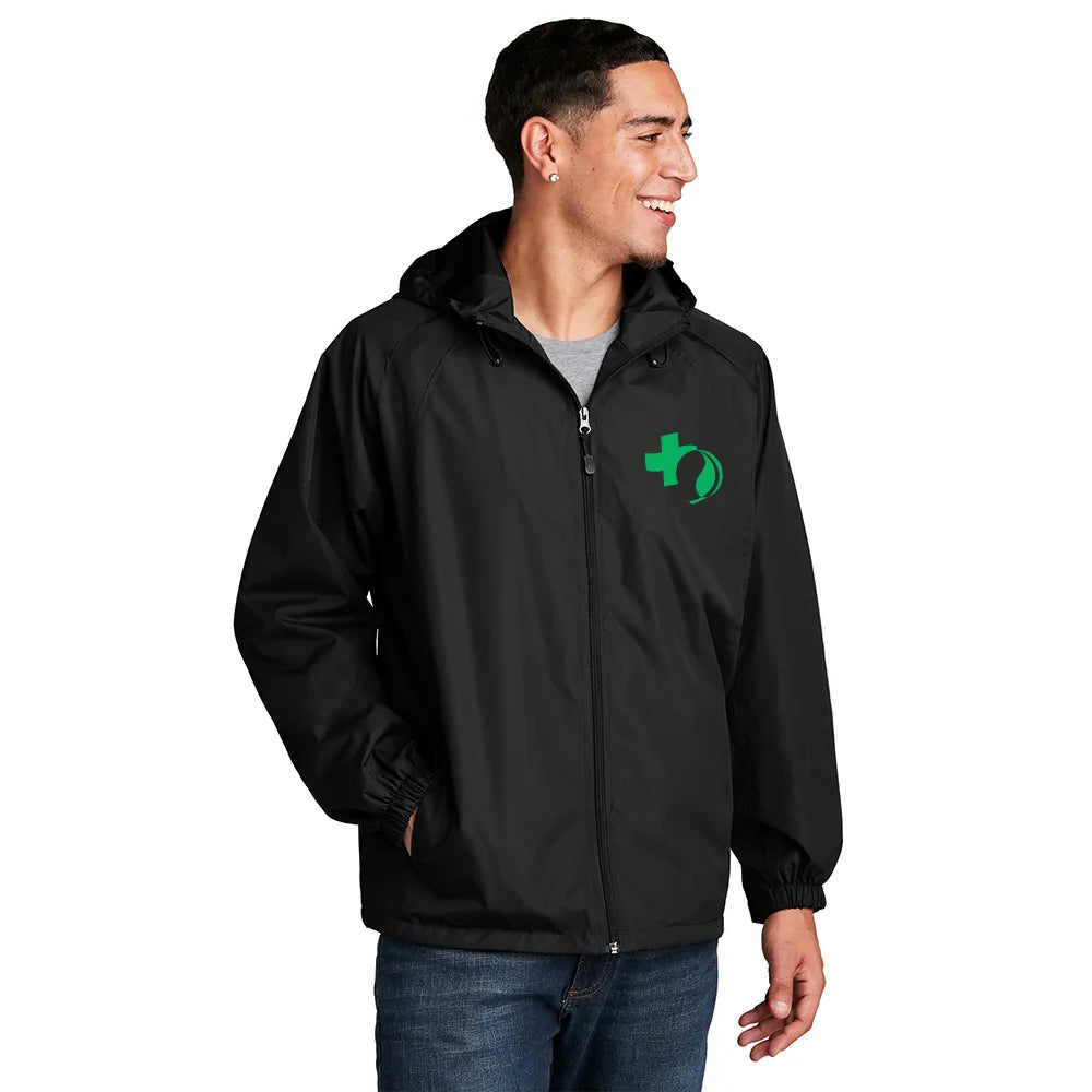 Sport-Tek Hooded Raglan Embroidered Jacket Decorated - Black