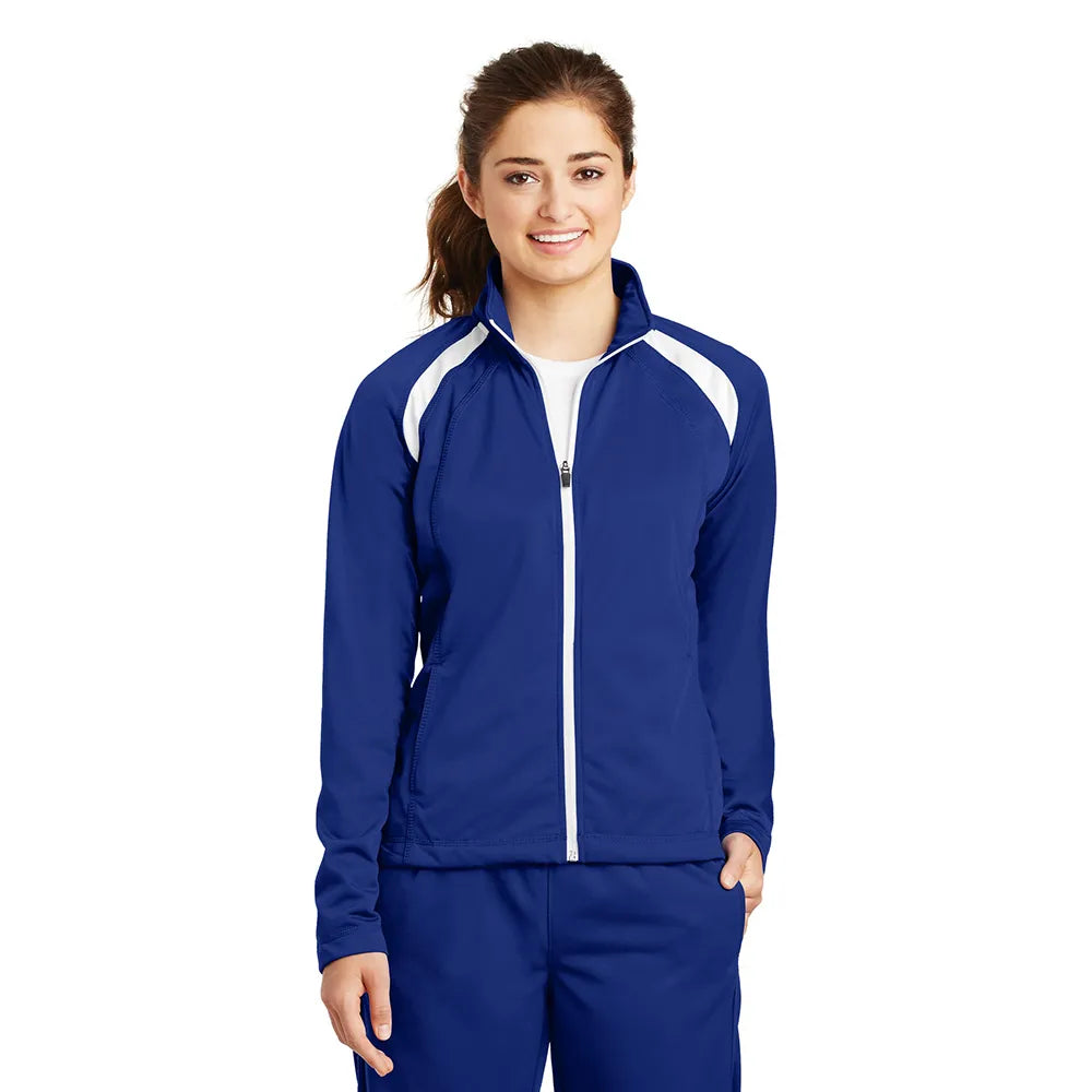 Sport-Tek Women's Tricot Track Embroidered Jacket Decorated - True Royal Blue/White