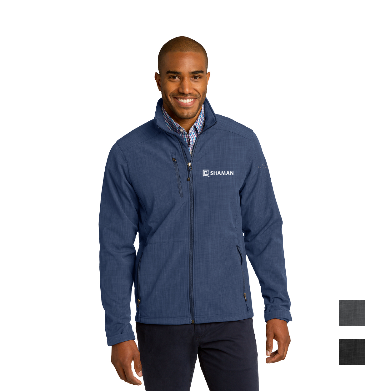 Eddie Bauer Shaded Crosshatch Soft Shell Embroidered Jacket - Black