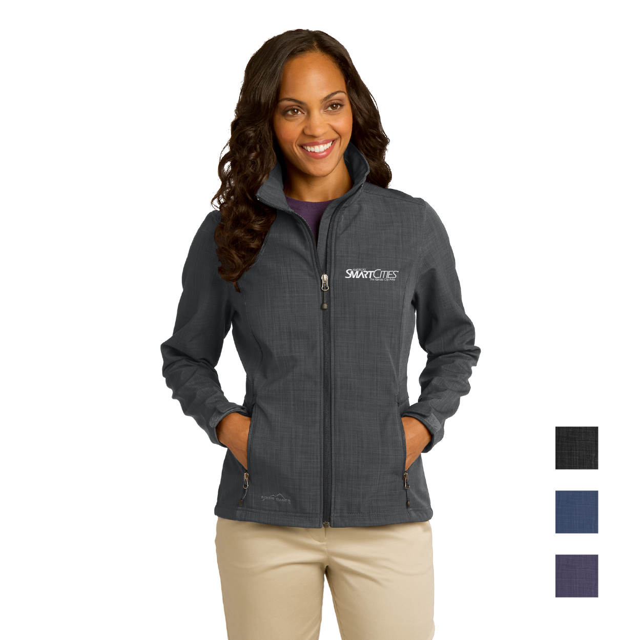 Eddie Bauer Women's Shaded Crosshatch Soft Shell Embroidered Jacket - Black