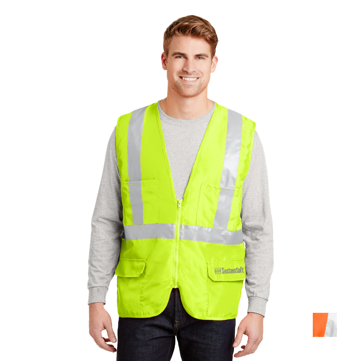 CornerStone ANSI 107 Class 2 Mesh Back Safety Embroidered Vest Decorated - Safety Orange