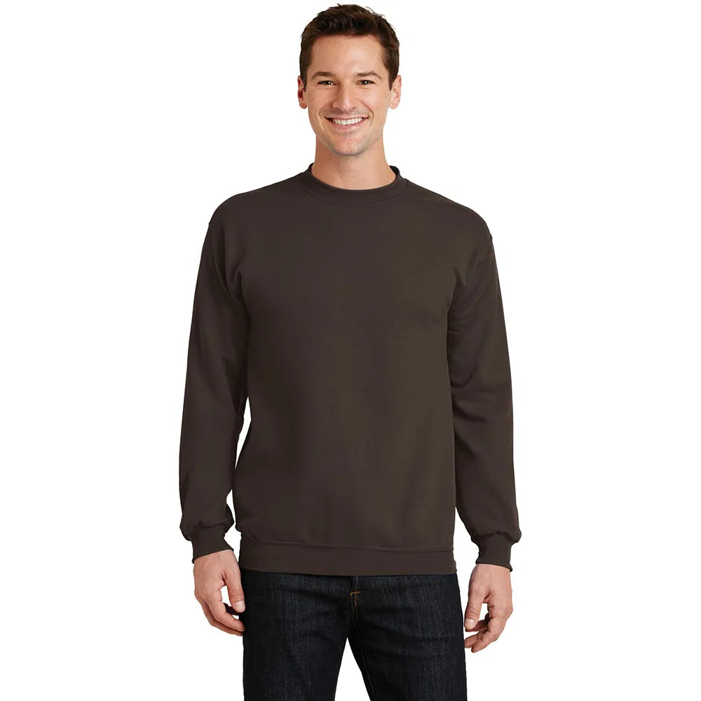 Port & Company Core Fleece Crewneck Sweatshirt Decorated - Dark Chocolate Brown