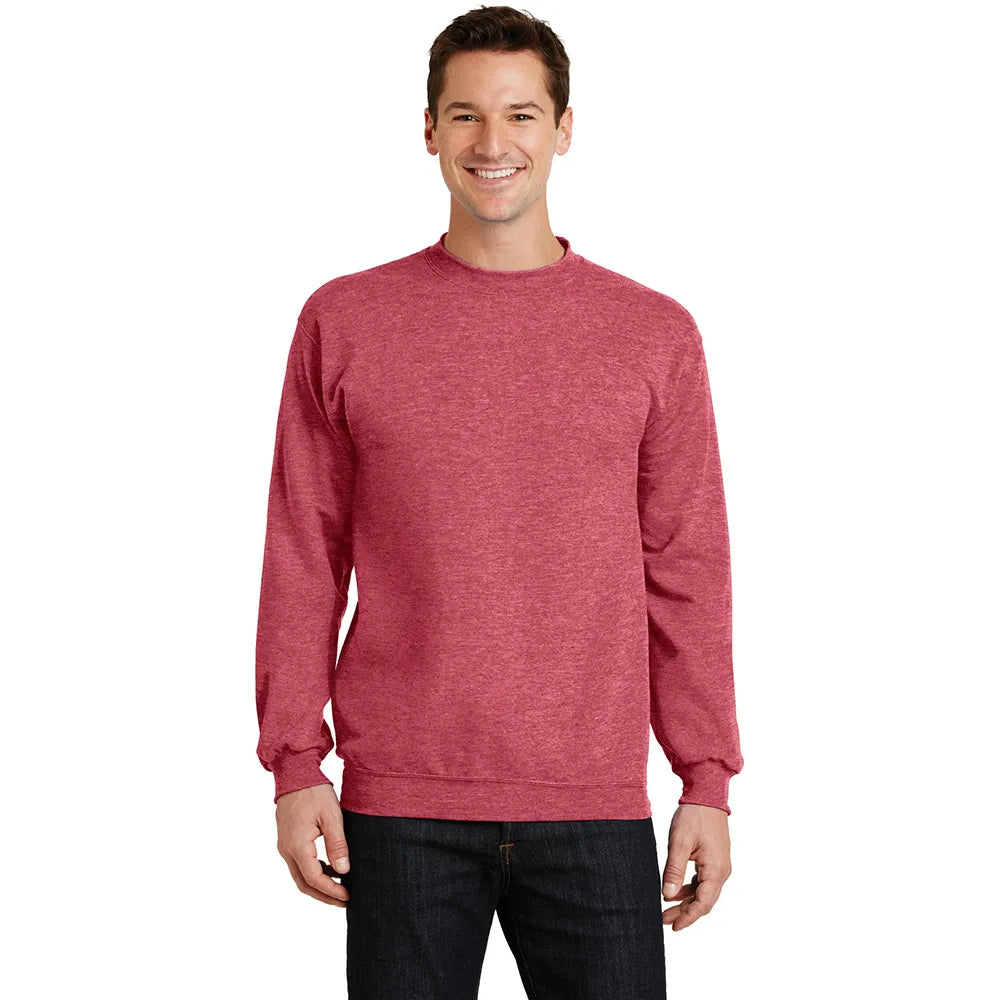 Port & Company Core Fleece Crewneck Sweatshirt Decorated - Heather Red