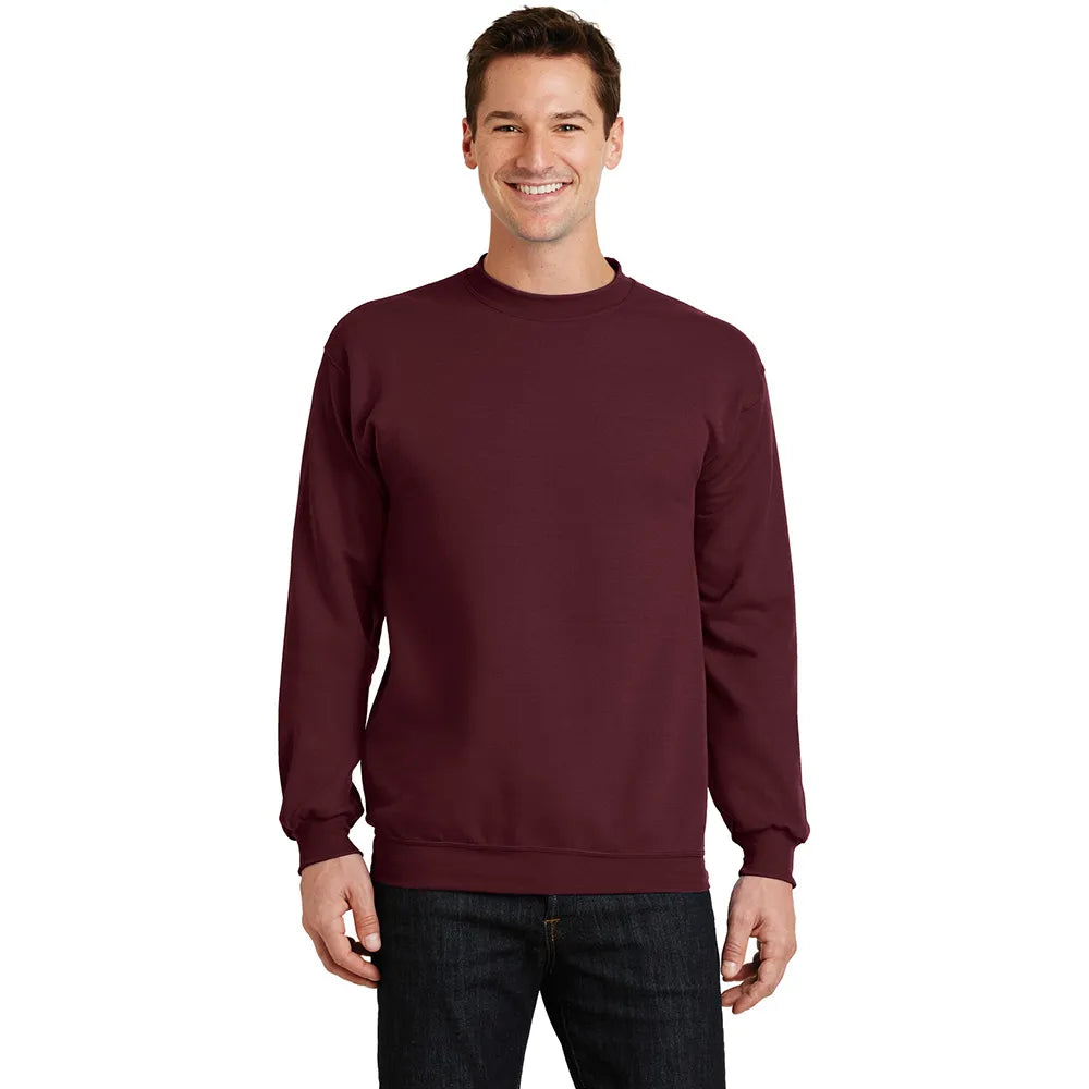 Port & Company Core Fleece Crewneck Sweatshirt Decorated - Maroon Red