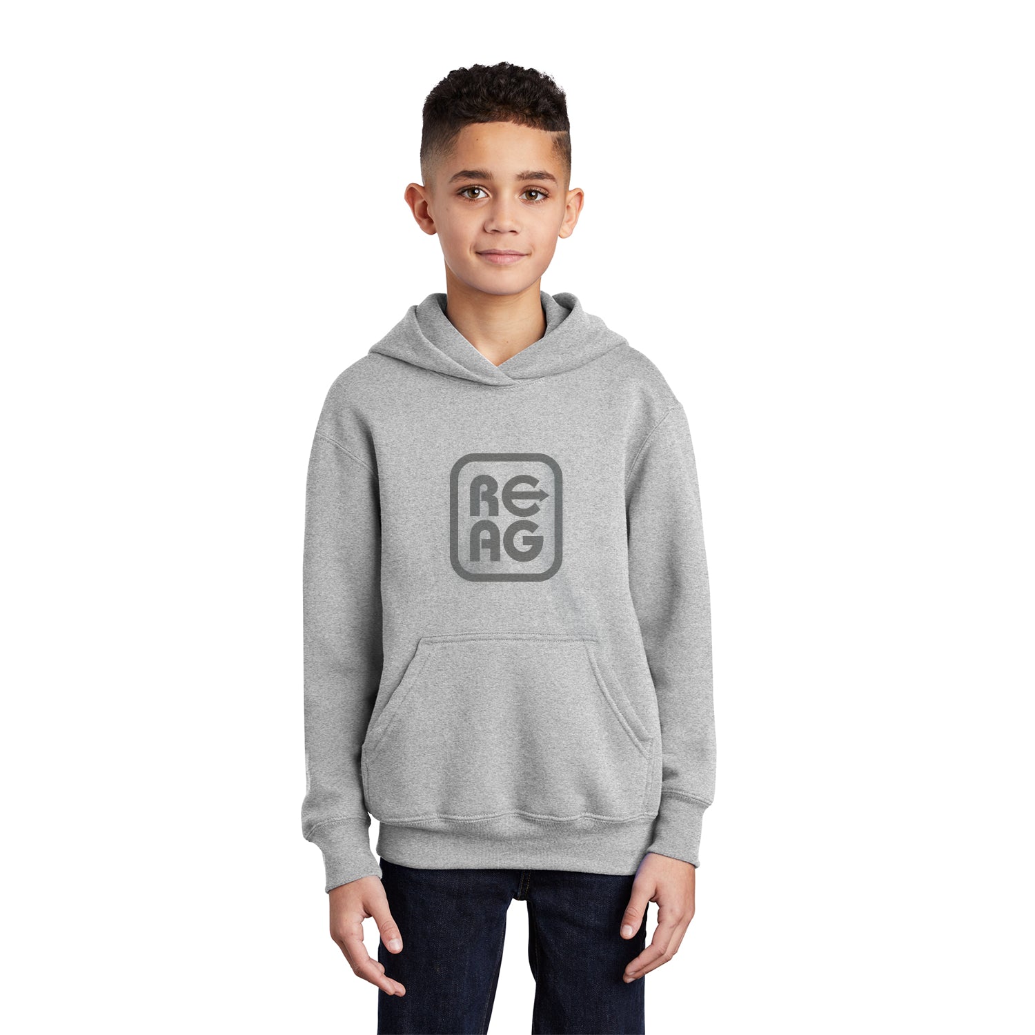 Port & Company Youth Core Fleece Pullover Hooded Sweatshirt Decorated - Woodland Brown