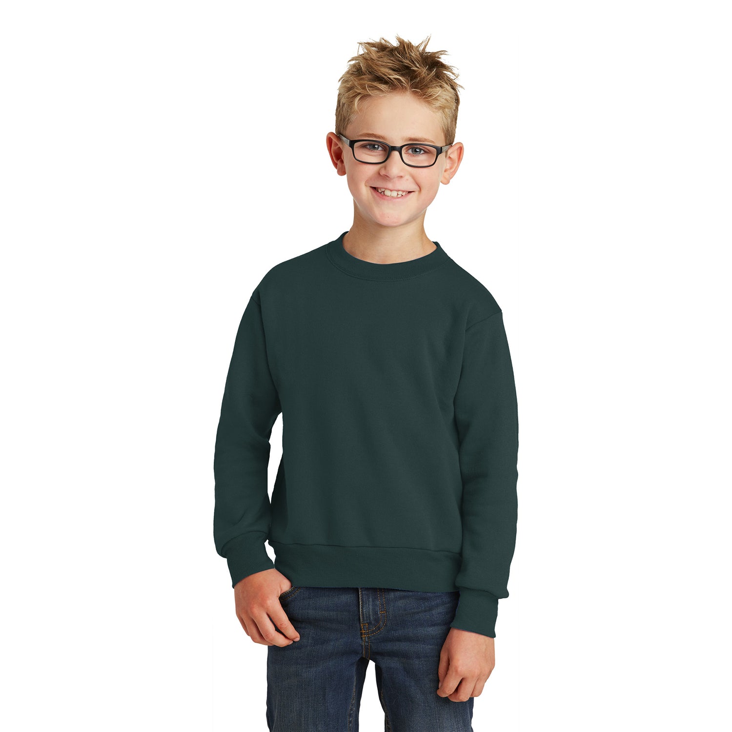Port & Company Port & Company Youth Core Fleece Crewneck Sweatshirt - Dark Green (PMS 560C)