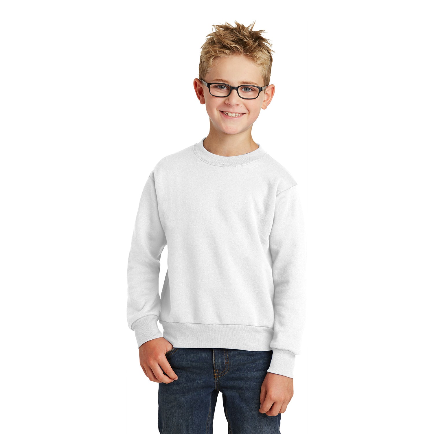 Port & Company Port & Company Youth Core Fleece Crewneck Sweatshirt - White