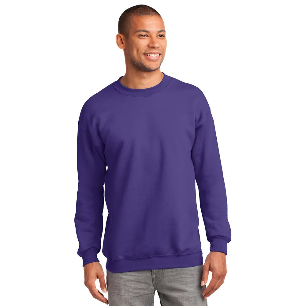 Port & Company Essential Fleece Crewneck Sweatshirt Decorated - Purple