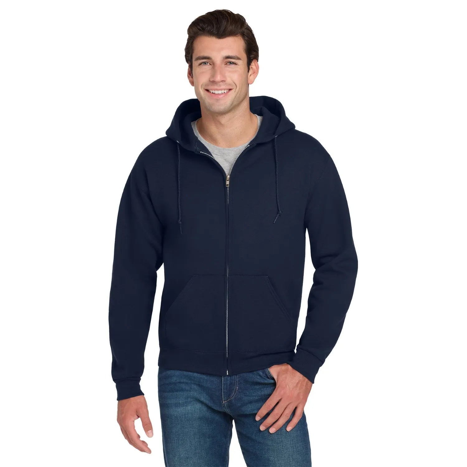 Jerzees Super Sweats NuBlend - Full-Zip Hooded Sweatshirt Decorated - Navy Blue