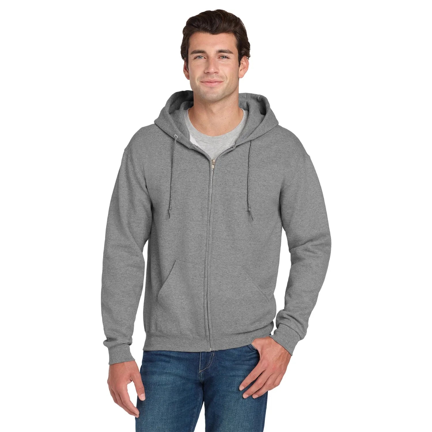 Jerzees Super Sweats NuBlend - Full-Zip Hooded Sweatshirt Decorated - Oxford Grey
