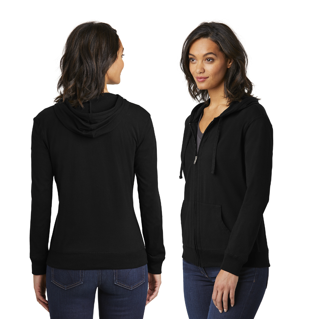 District Women’s Fitted Jersey Full-Zip Embroidered Hoodie