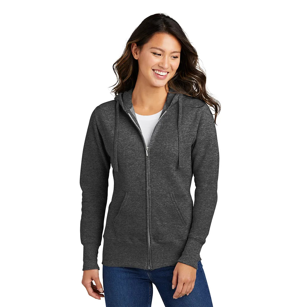 Port & Company Women's Core Fleece Full-Zip Hooded Sweatshirt Decorated