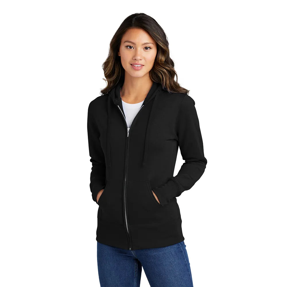 Port & Company Women's Core Fleece Full-Zip Hooded Sweatshirt Decorated