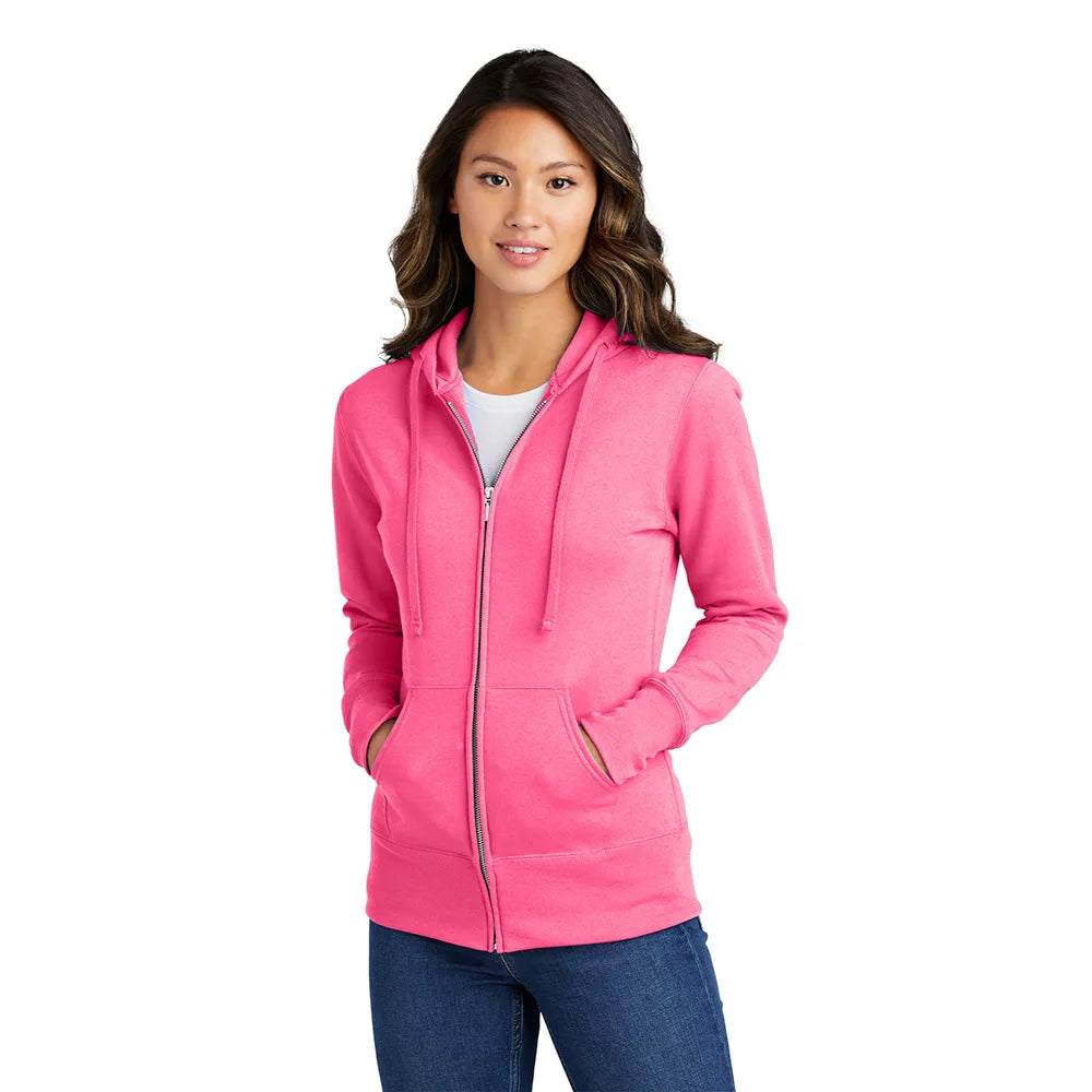 Port & Company Women's Core Fleece Full-Zip Hooded Sweatshirt Decorated