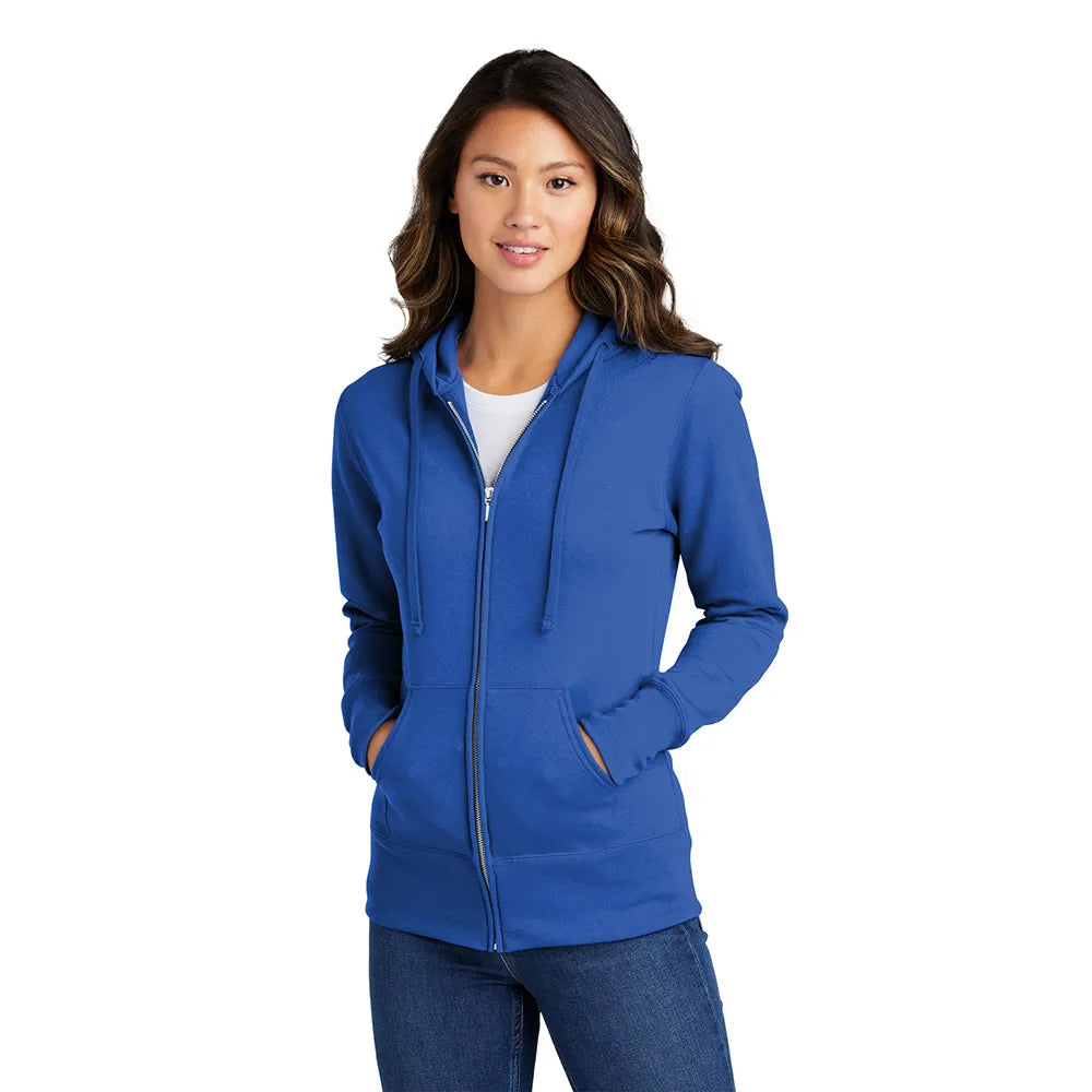 Port & Company Women's Core Fleece Full-Zip Hooded Sweatshirt Decorated