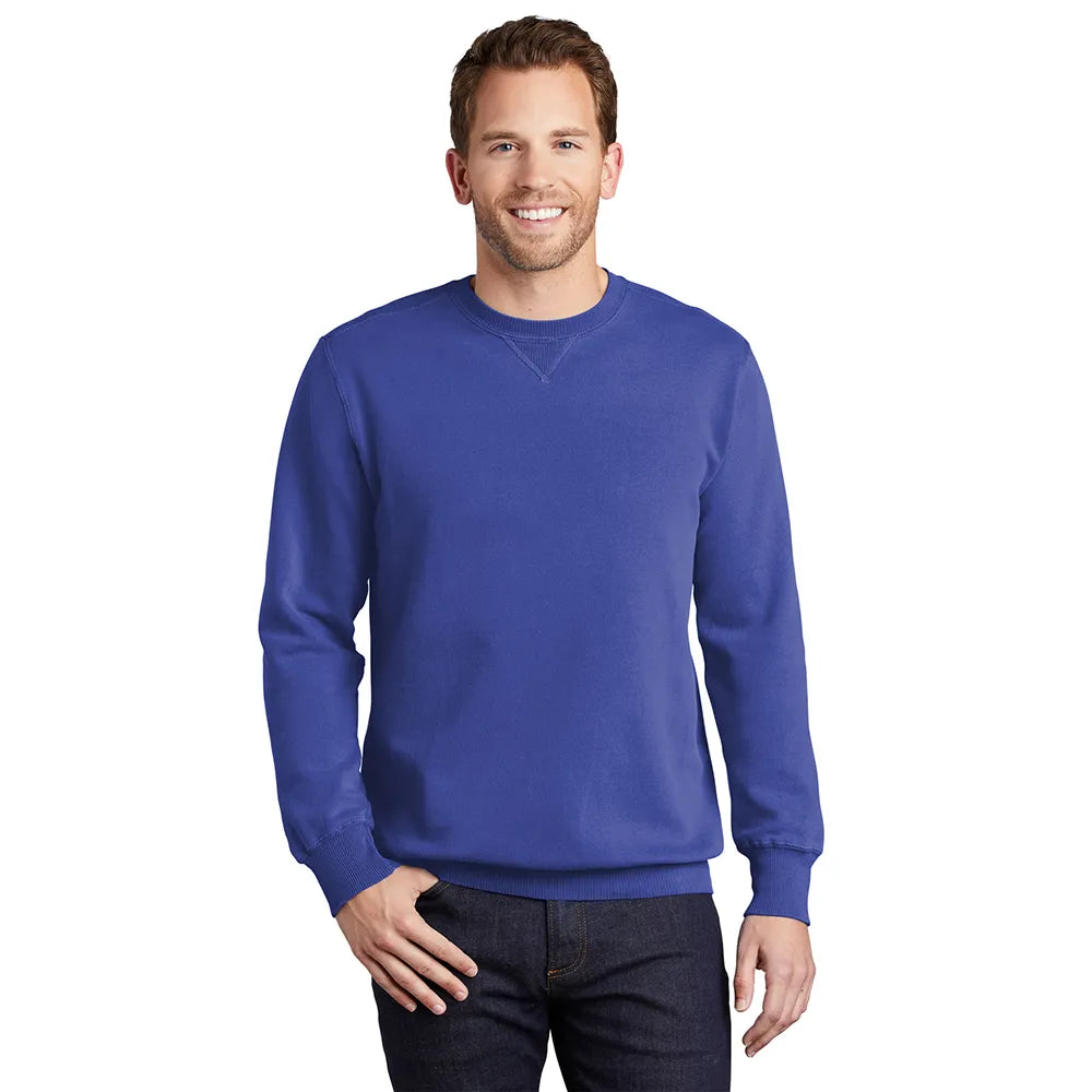 Port & Company Beach Wash Garment-Dyed Crewneck Sweatshirt Decorated