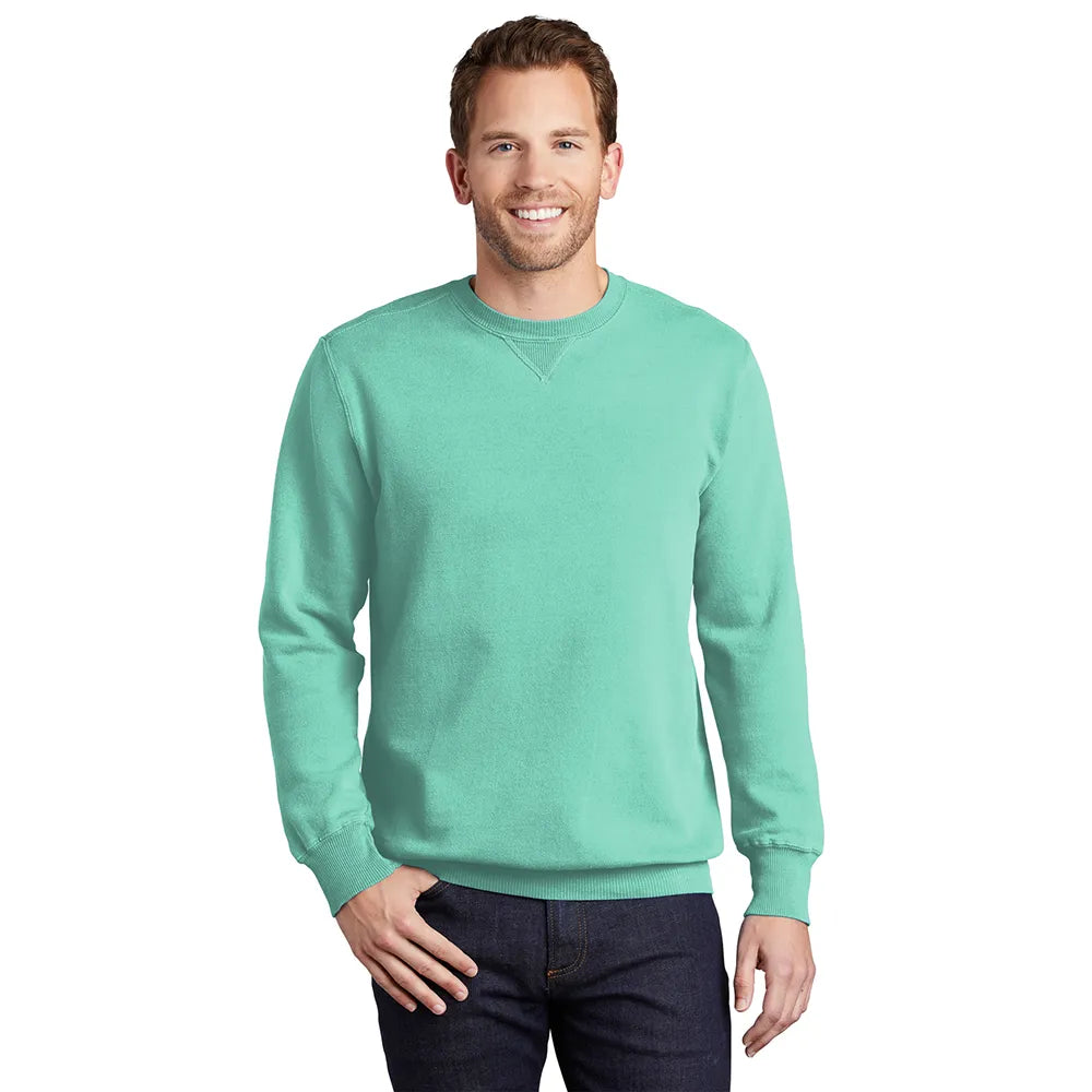 Port & Company Beach Wash Garment-Dyed Crewneck Sweatshirt Decorated