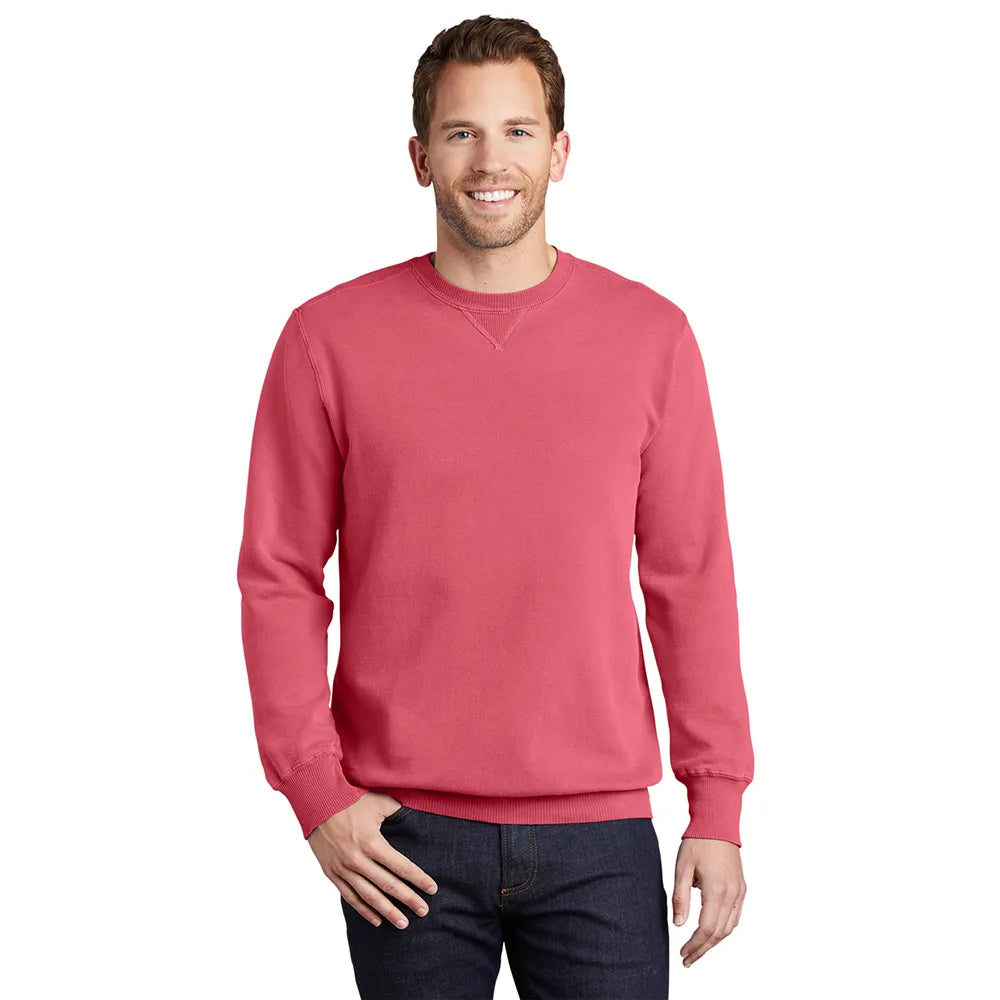 Port & Company Beach Wash Garment-Dyed Crewneck Sweatshirt Decorated