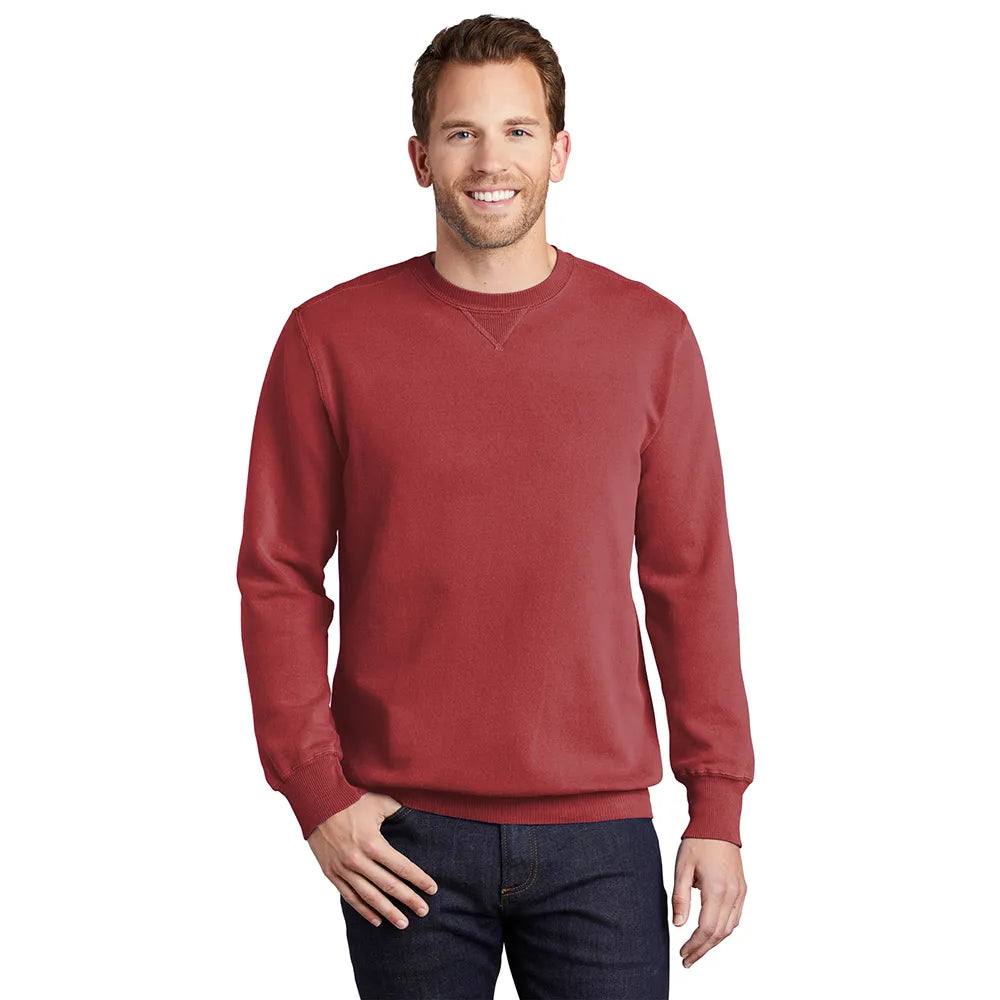 Port & Company Beach Wash Garment-Dyed Crewneck Sweatshirt Decorated