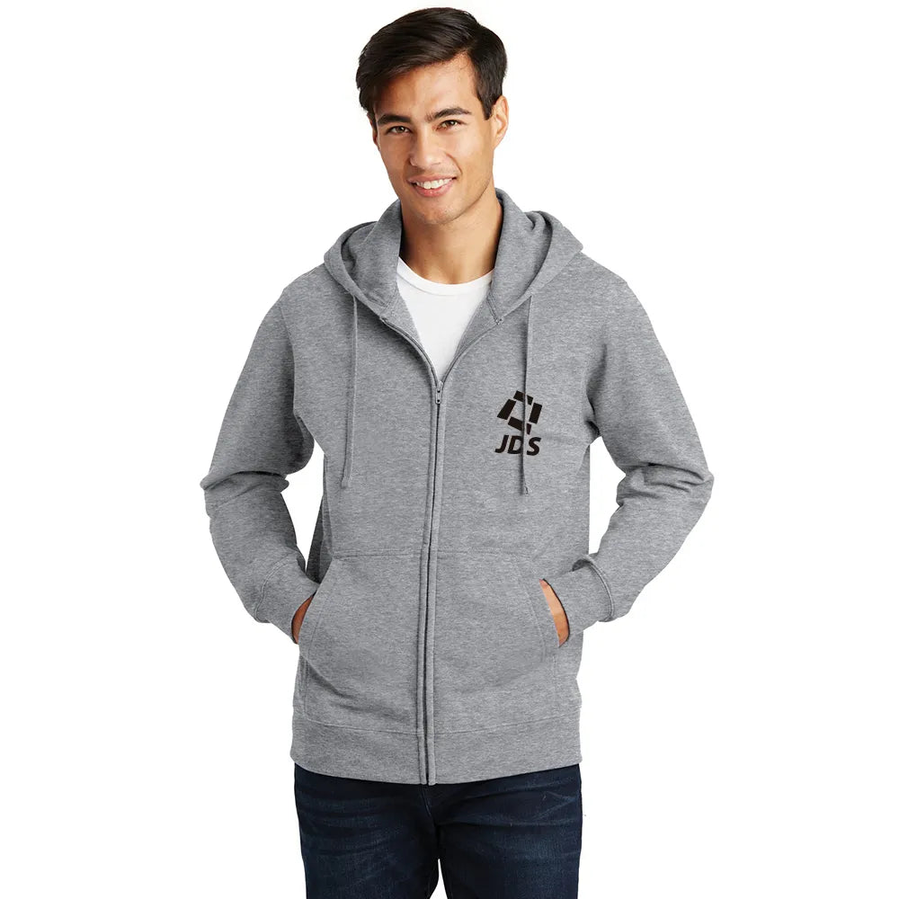 Port & Company Fan Favorite Fleece Full-Zip Hooded Sweatshirt Decorated - White