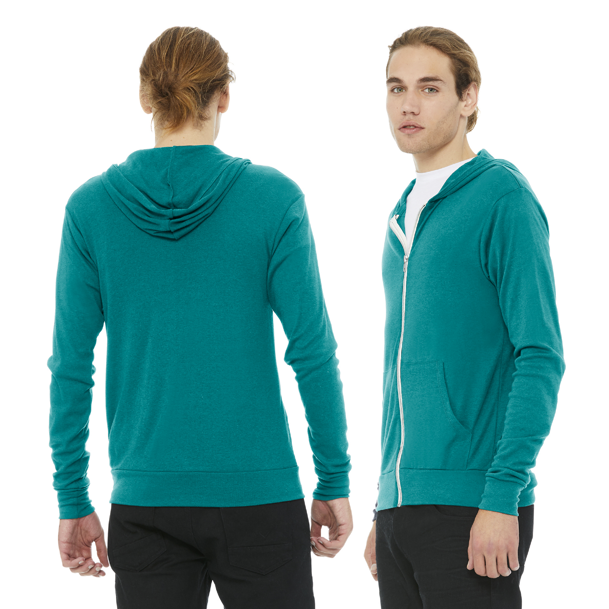 BELLA+CANVAS Unisex Triblend Full-Zip Lightweight Hoodie Decorated