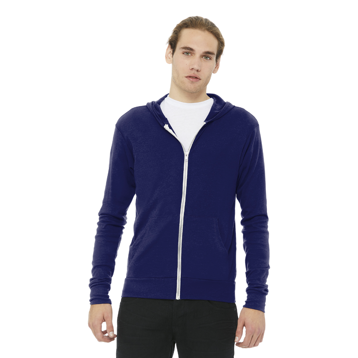 BELLA+CANVAS Unisex Triblend Full-Zip Lightweight Hoodie Decorated