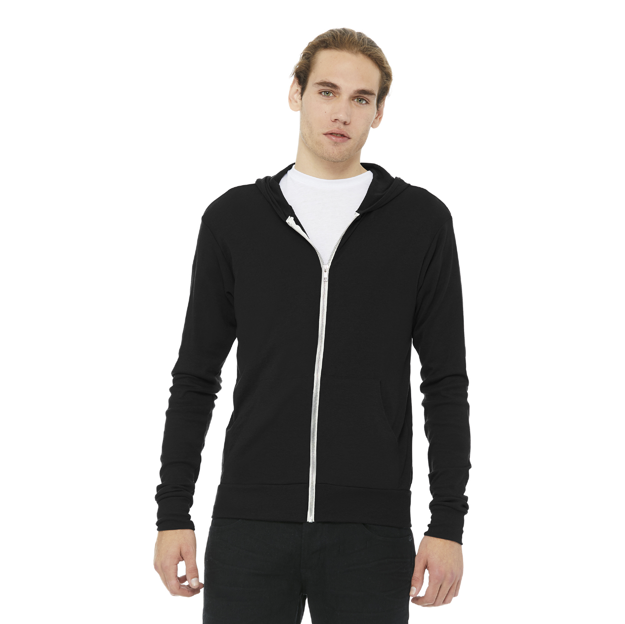 BELLA+CANVAS Unisex Triblend Full-Zip Lightweight Hoodie Decorated