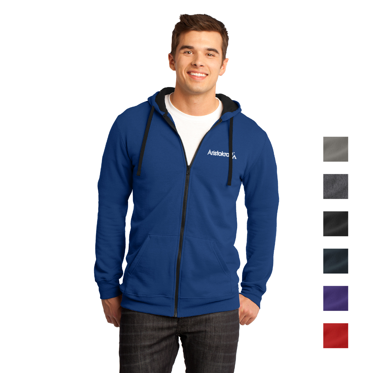 District The Concert Fleece Full-Zip Hoodie Decorated - Purple (PMS 7679C)