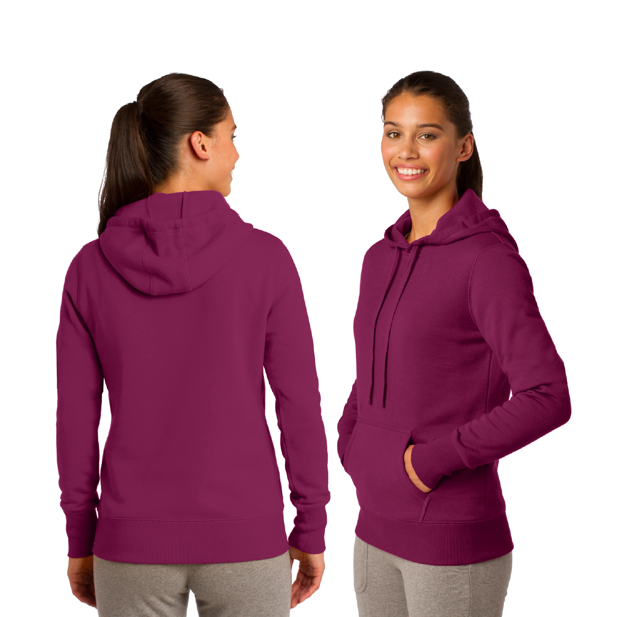 Sport-Tek Women's Pullover Hooded Sweatshirt Decorated - Graphite Grey Heather (PMS COOL GRAY 11C)