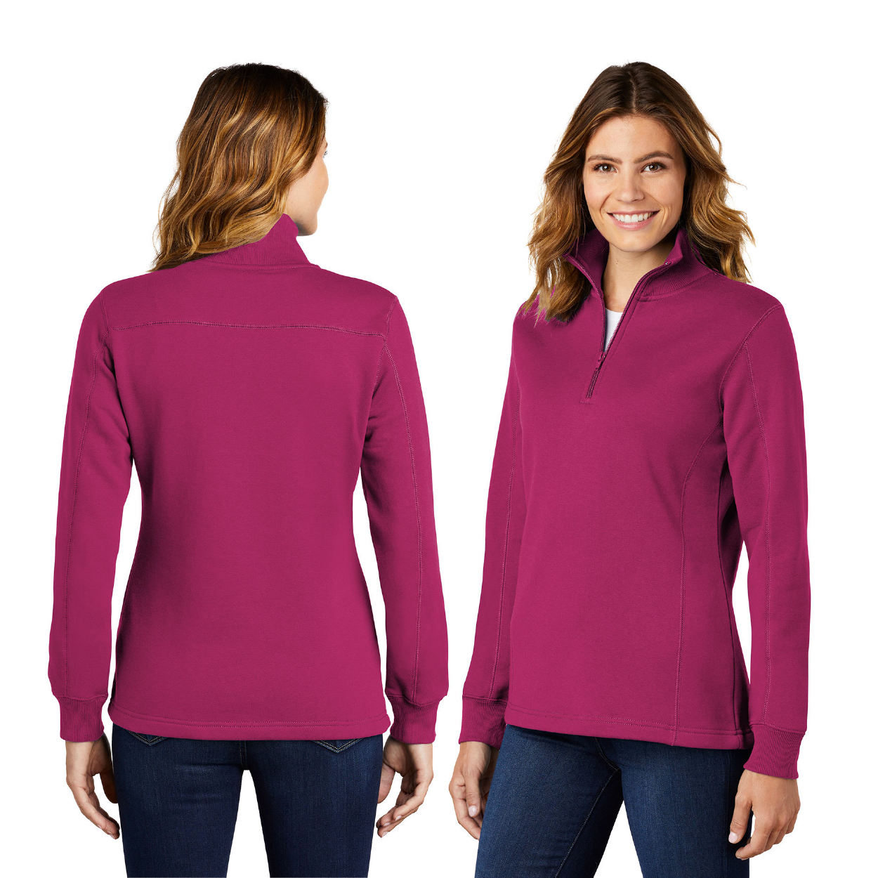 Sport-Tek Women's 1/4-Zip Sweatshirt Decorated - Black (PMS BLACK C)