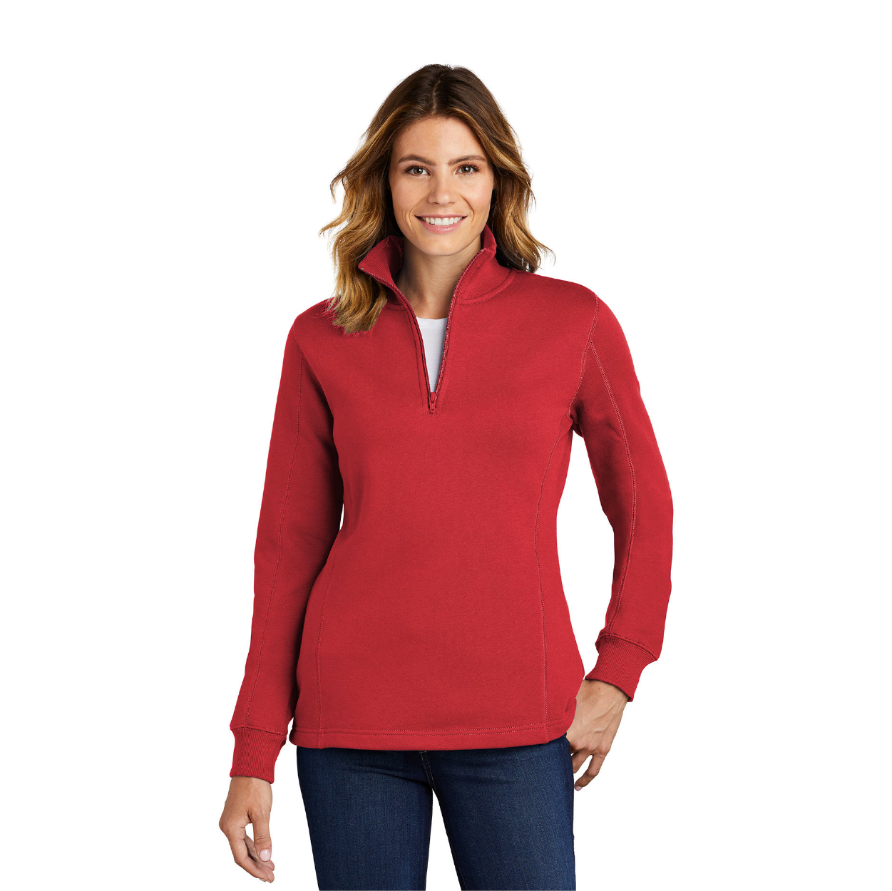 Sport-Tek Women's 1/4-Zip Sweatshirt Decorated - Graphite Grey Heather (PMS COOL GRAY 11C)