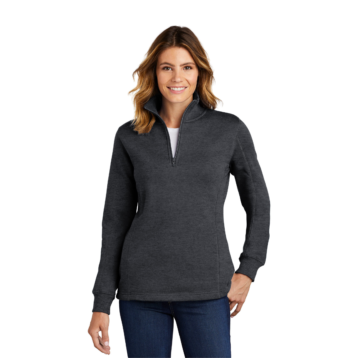 Sport-Tek Women's 1/4-Zip Sweatshirt Decorated - White