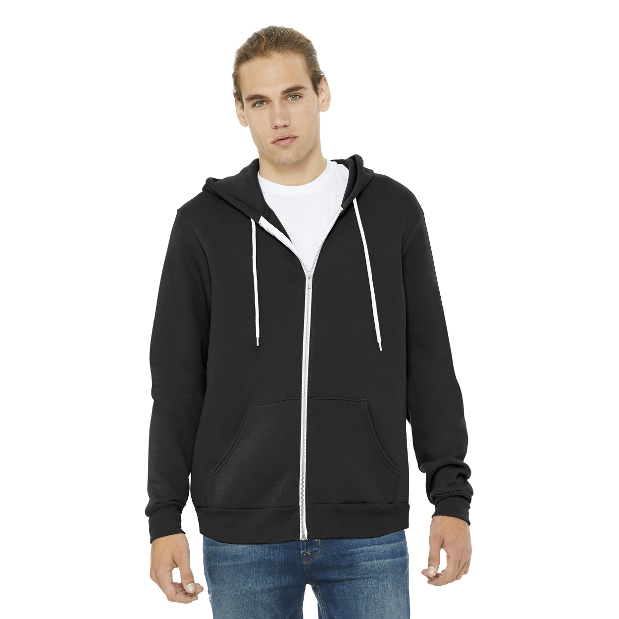 BELLA+CANVAS Unisex Sponge Fleece Full-Zip Hoodie Decorated - DTG Dark Grey (PMS 433CP)