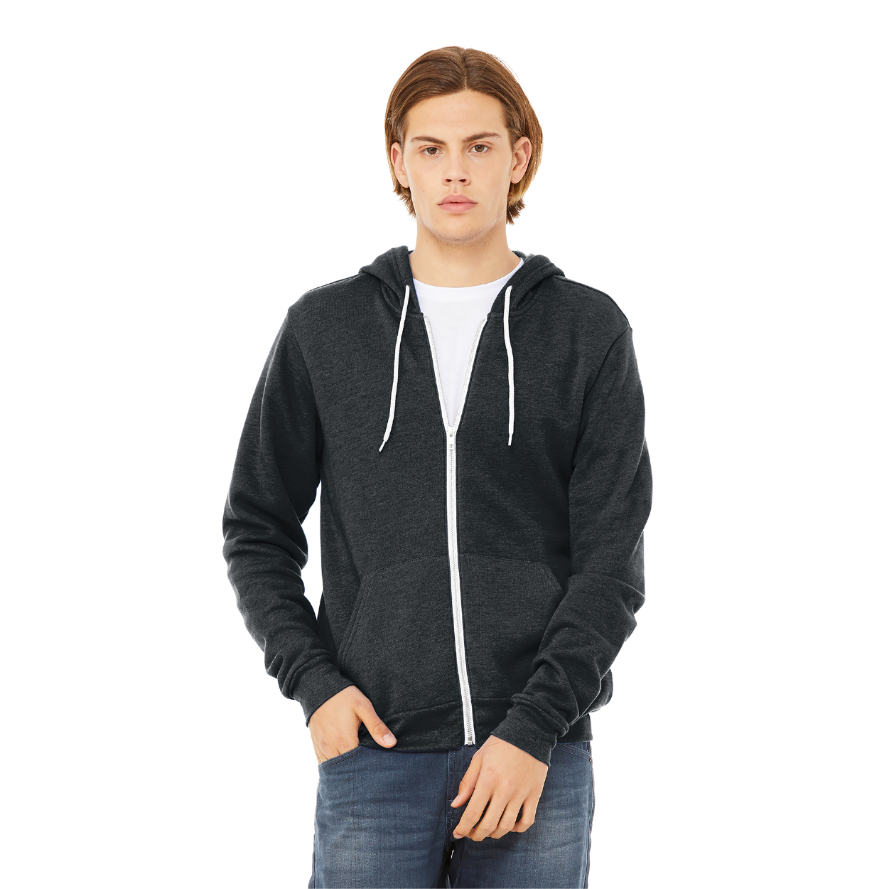 BELLA+CANVAS Unisex Sponge Fleece Full-Zip Hoodie Decorated - Heather Forest Green (PMS 567U)