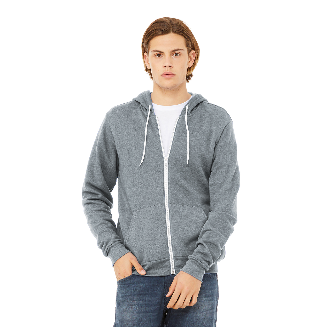 BELLA+CANVAS Unisex Sponge Fleece Full-Zip Hoodie Decorated - Military Green (PMS 2410UP)